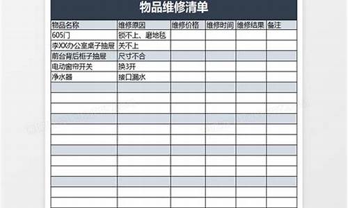 电器维修清单表格_电器维修清单